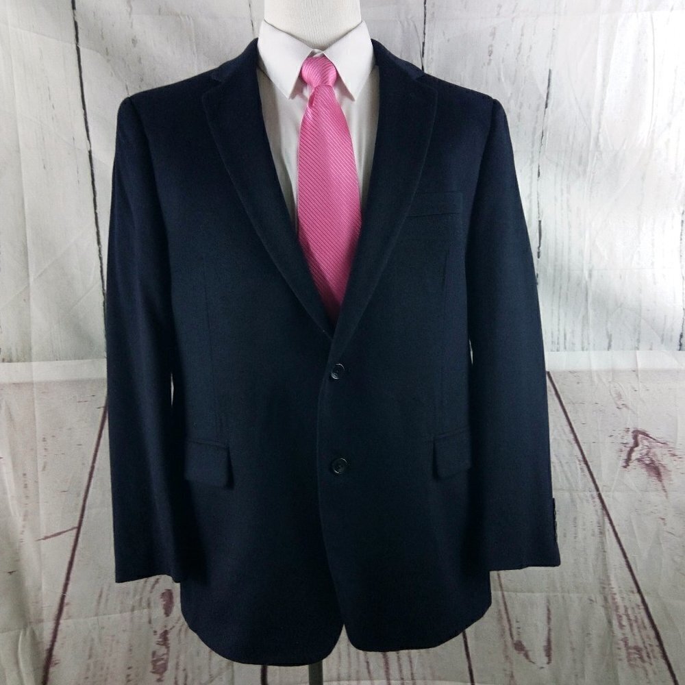 Nautica 44R Lambswool 2 Button Navy Blue Blazer Jacket